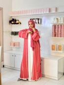 Abaya Coral Blossom – Vibrant and Elegant Three-Piece Set