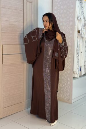 Abaya Safiya - Luxurious Two-Piece Set with Shimmering Geometric Details