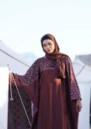 Abaya Fatima – Chocolate Brown & White Embroidered Two-Piece Set | Elegant Modest Women Wear