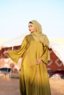 Abaya Laila – Mustard Yellow Shimmering Two-Piece Set | Elegant Dubai Abaya