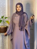 Abaya Nour – Violet & Gold Shimmer Two-Piece Set | Elegant Women Evening Abaya