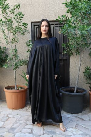 Abaya Samira - Classic Black Three-Piece Abaya Set – T T Velvet Abaya, Dress & Scarf | Elegant Modest Wear